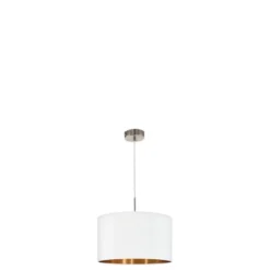 EGLO Pasteri Hanglamp - 1 Lichts - ø38cm - Nikkel-Mat - Wit - Koper