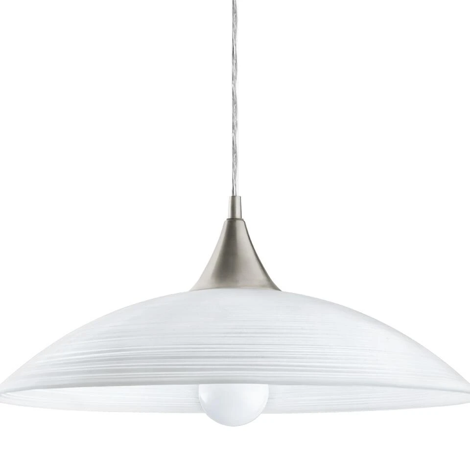 EGLO Lazolo - Hanglamp - 1 Lichts - Ø420mm. - Nikkel-Mat - Wit Gelakt - Afbeelding 3