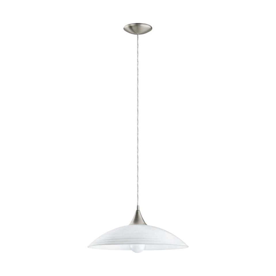 EGLO Lazolo - Hanglamp - 1 Lichts - Ø420mm. - Nikkel-Mat - Wit Gelakt