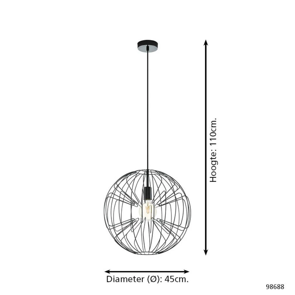 EGLO Okinzuri - Hanglamp - E27 - Ø 45 cm - Nikkel - Afbeelding 4