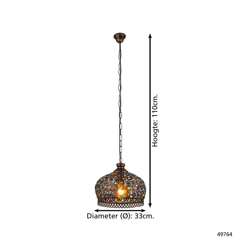 EGLO Jadida Hanglamp - E27 - Ø 33 cm - Koper/Antiek - Afbeelding 4