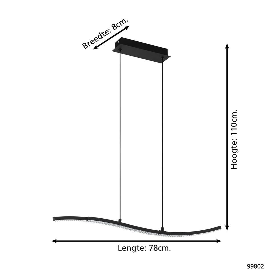 EGLO Lejias Hanglamp - LED - 78 Cm - Zwart - Afbeelding 4