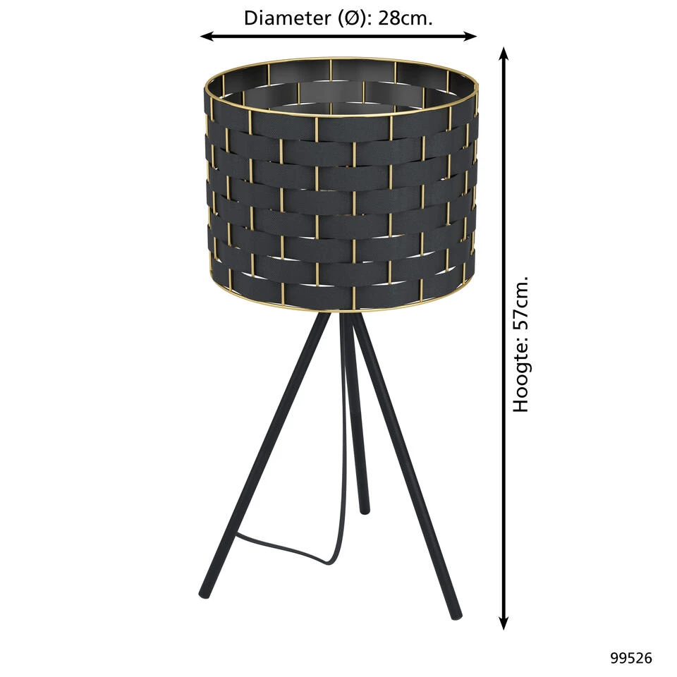 EGLO Marasales Tafellamp - E27 - 57 Cm - Zwart/Geelkoper - Afbeelding 4
