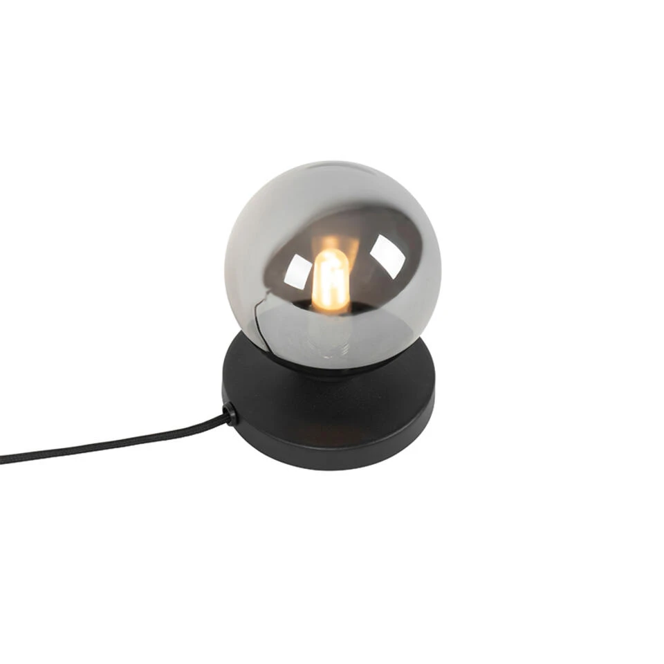 QAZQA Moderne Tafellamp Zwart Met Smoke Glas - Athens - Afbeelding 4