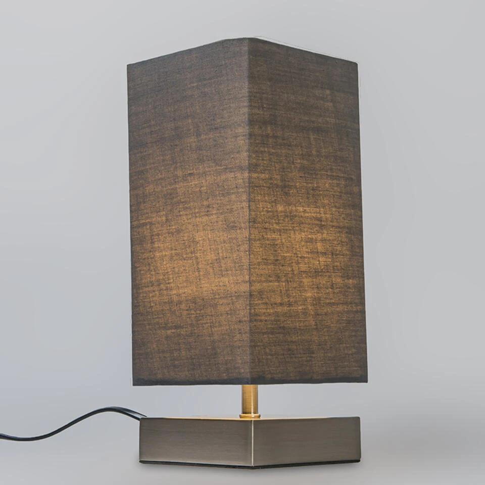 QAZQA Moderne Tafellamp Grijs Met Staal - Milo - Afbeelding 2