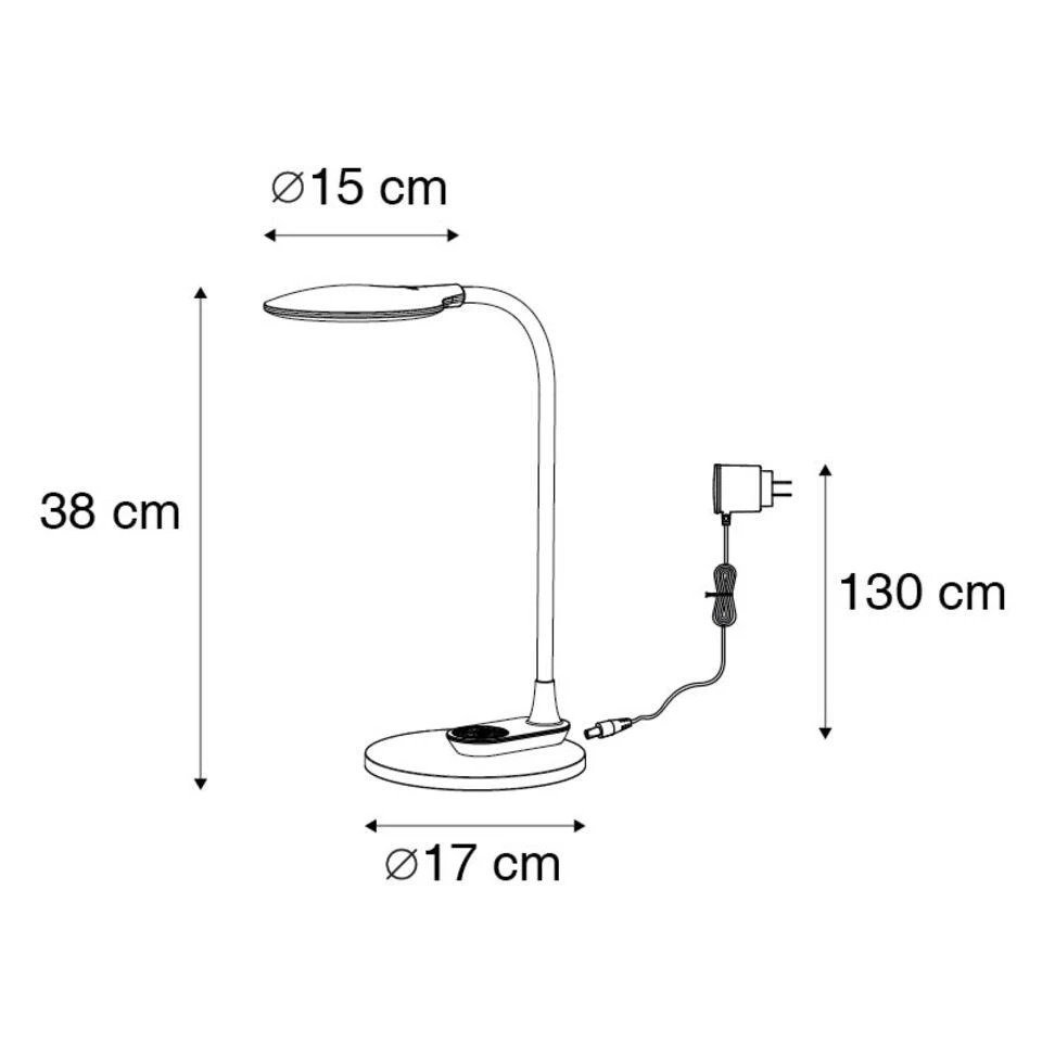 QAZQA Tafel- En Wandlamp Wit Incl. LED Met Touch Dimmer- Joni - Afbeelding 3