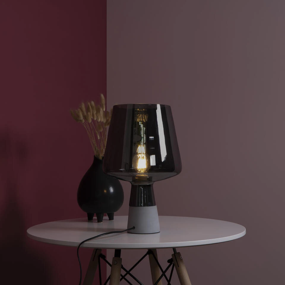 QUVIO Tafellamp Beton Met Glazen Lampenkap - QUV5034L - Afbeelding 2