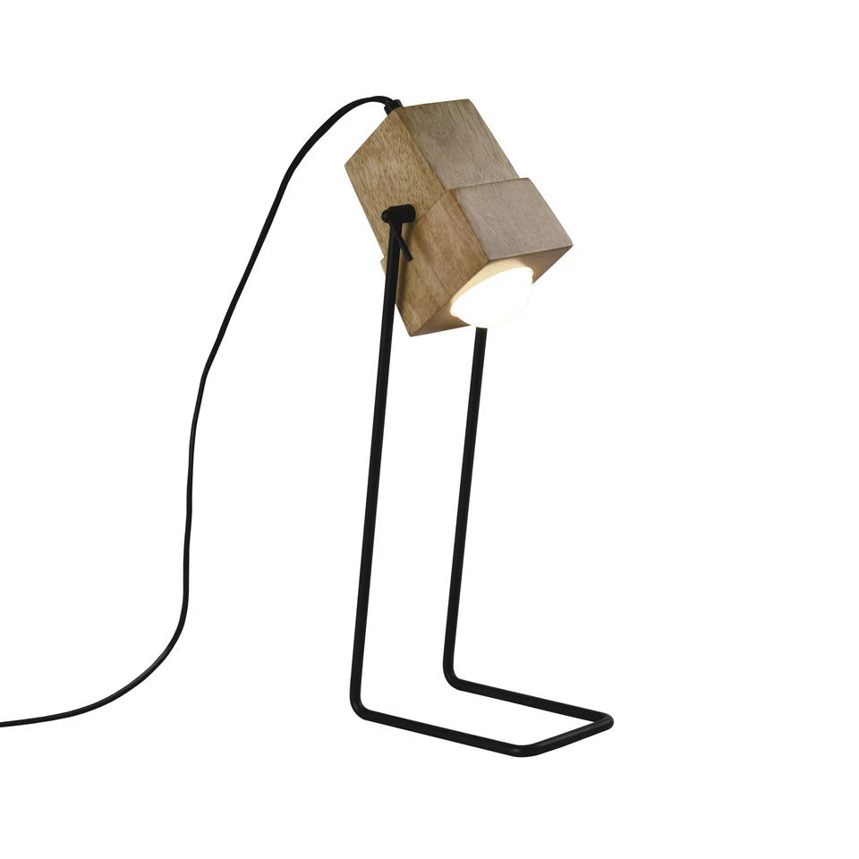 QUVIO Tafellamp Hout Met Metalen Poten Zwart - QUV5172L-BLACK