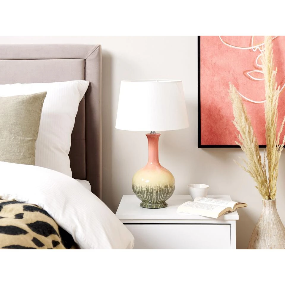 Beliani Tafellamp NIZAO - Multicolor Keramiek, Linnen - Afbeelding 4