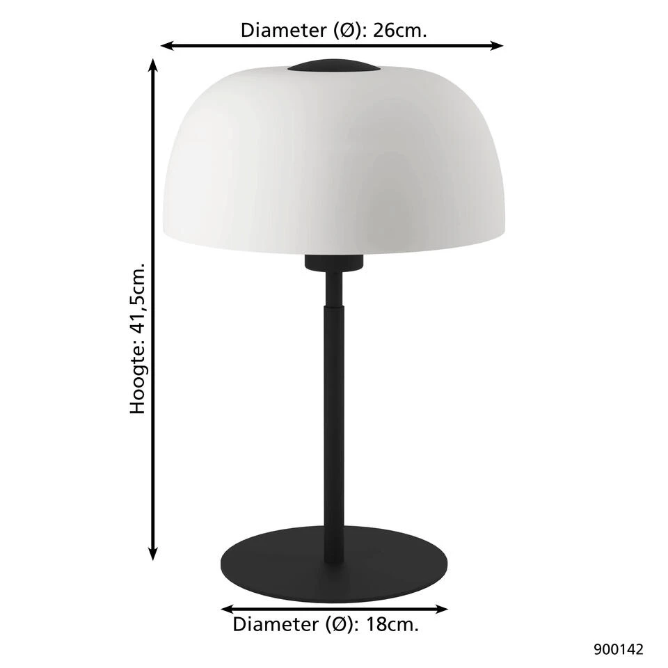 EGLO Solo 2 Tafellamp - E27 - 41,5 Cm - Zwart/Wit - Afbeelding 4