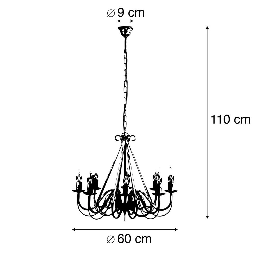 QAZQA Antieke Kroonluchter Wit 8-lichts - Giuseppe 8 - Afbeelding 3