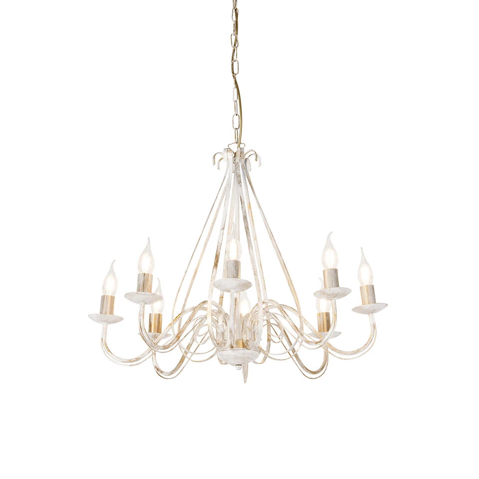 QAZQA Antieke Kroonluchter Wit 8-lichts - Giuseppe 8
