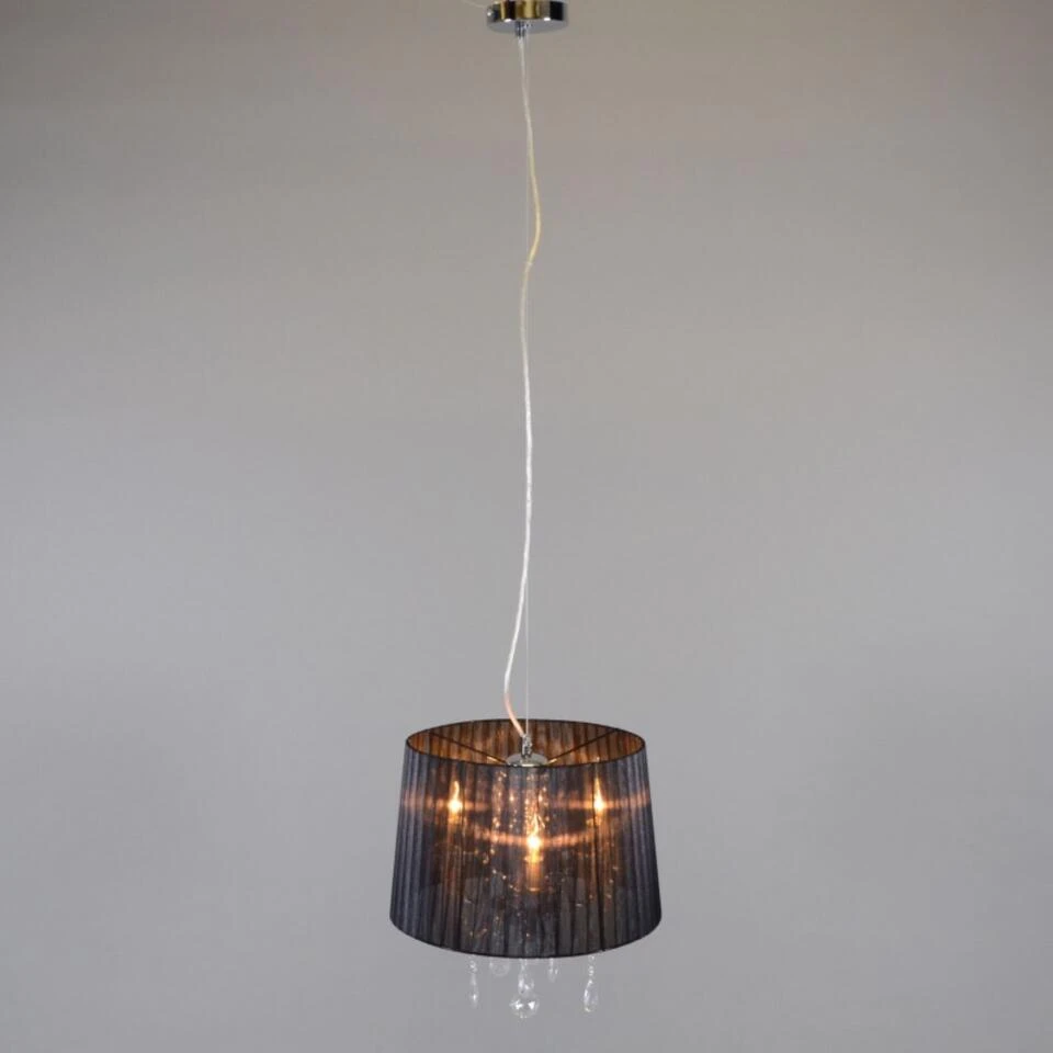 QAZQA Klassieke Kroonluchter Chroom Met Zwarte Kap - Ann-Kathrin 3 - Afbeelding 2