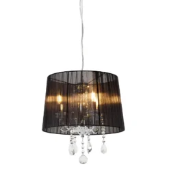 QAZQA Klassieke Kroonluchter Chroom Met Zwarte Kap - Ann-Kathrin 3