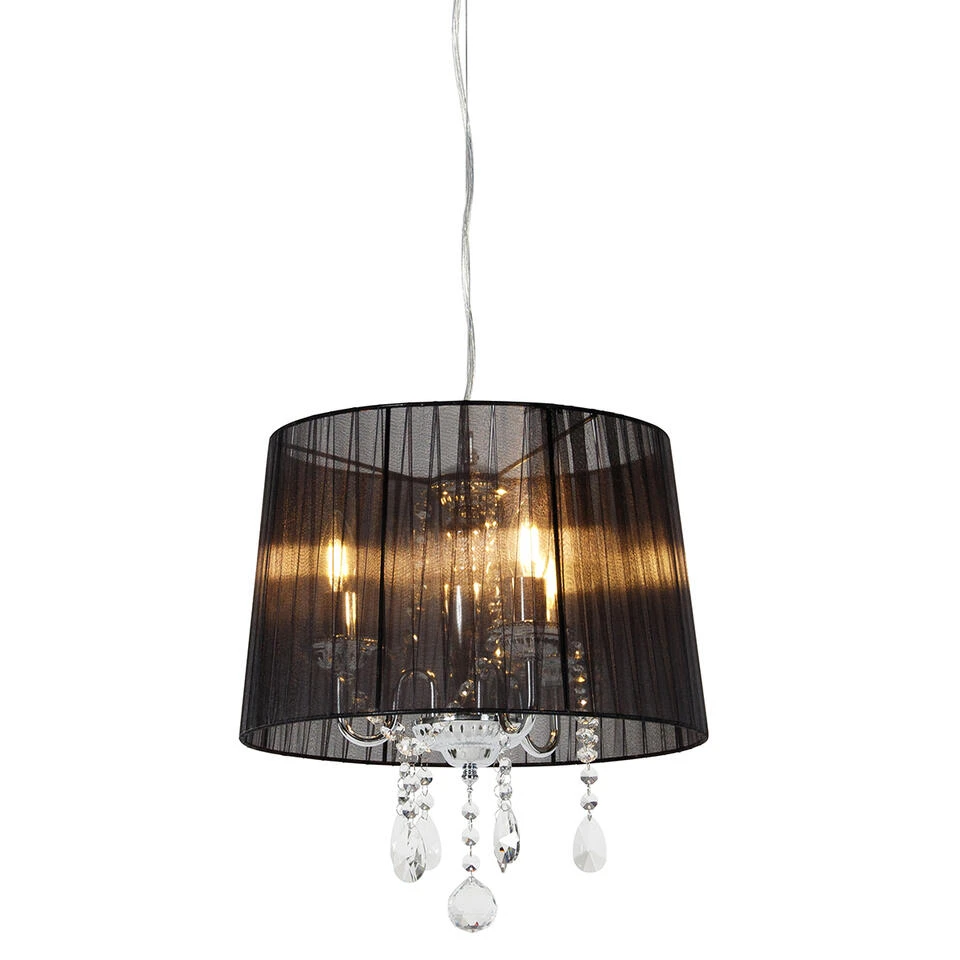 QAZQA Klassieke Kroonluchter Chroom Met Zwarte Kap - Ann-Kathrin 3