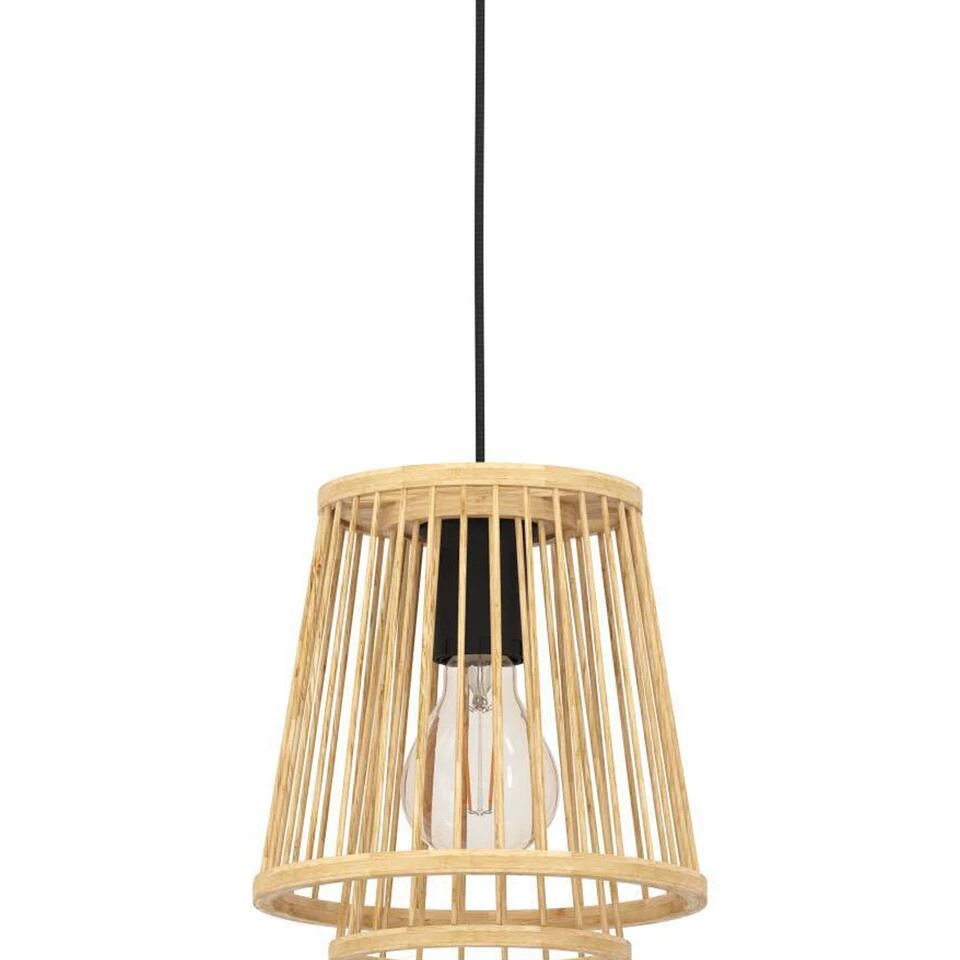 EGLO Hykeham Hanglamp - E27 - 91 Cm - Zwart/Hout - Afbeelding 3