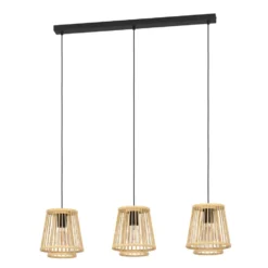 EGLO Hykeham Hanglamp - E27 - 91 Cm - Zwart/Hout