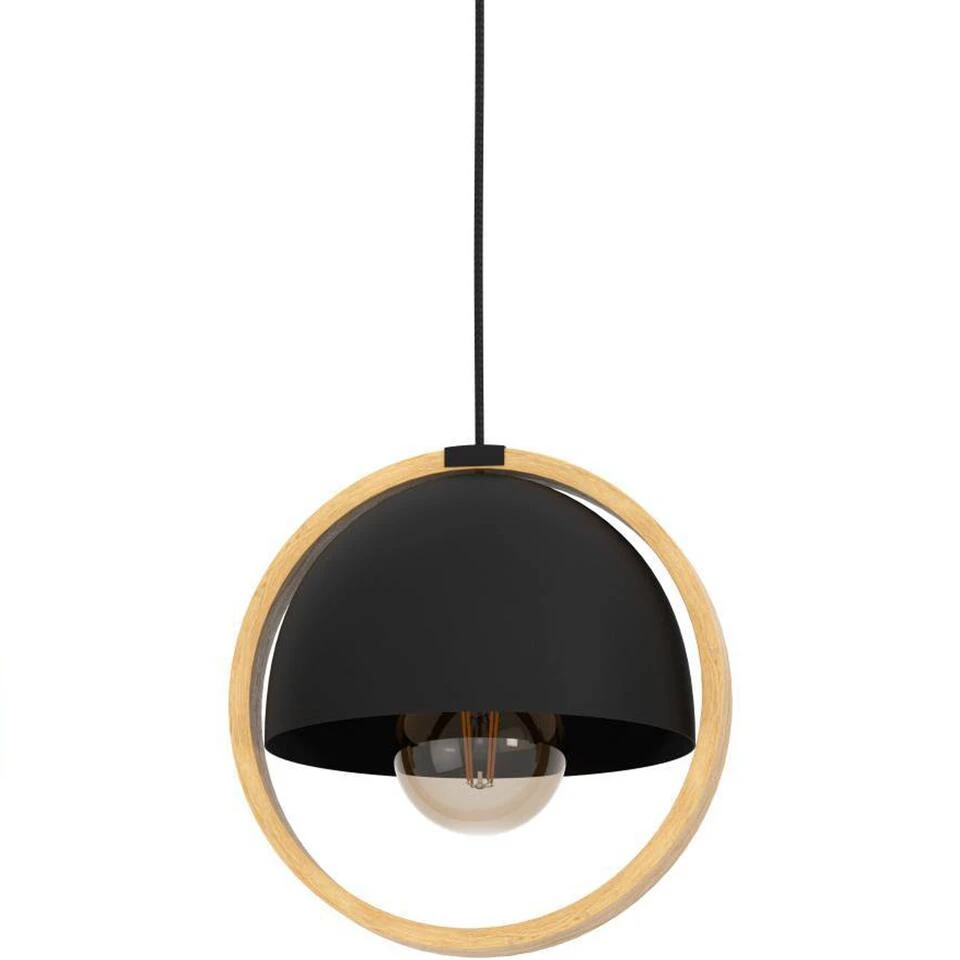 EGLO Callow Hanglamp - E27 - 93 Cm - Zwart/Bruin - Hout/Staal - Afbeelding 2