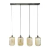 Ovale Hanglamp Ella Glas Amber 4-lichts - 20x100x150 Cm - Metaal - Goudkleurig
