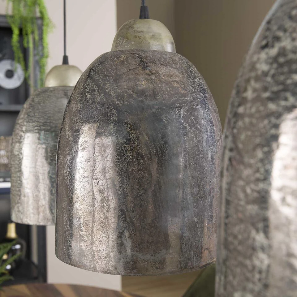 Hanglamp Bellamy 3-lichts Oud Zilver - 22x102x150 Cm - Glas - Grijs - Afbeelding 3