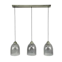 Hanglamp Bellamy 3-lichts Oud Zilver - 22x102x150 Cm - Glas - Grijs