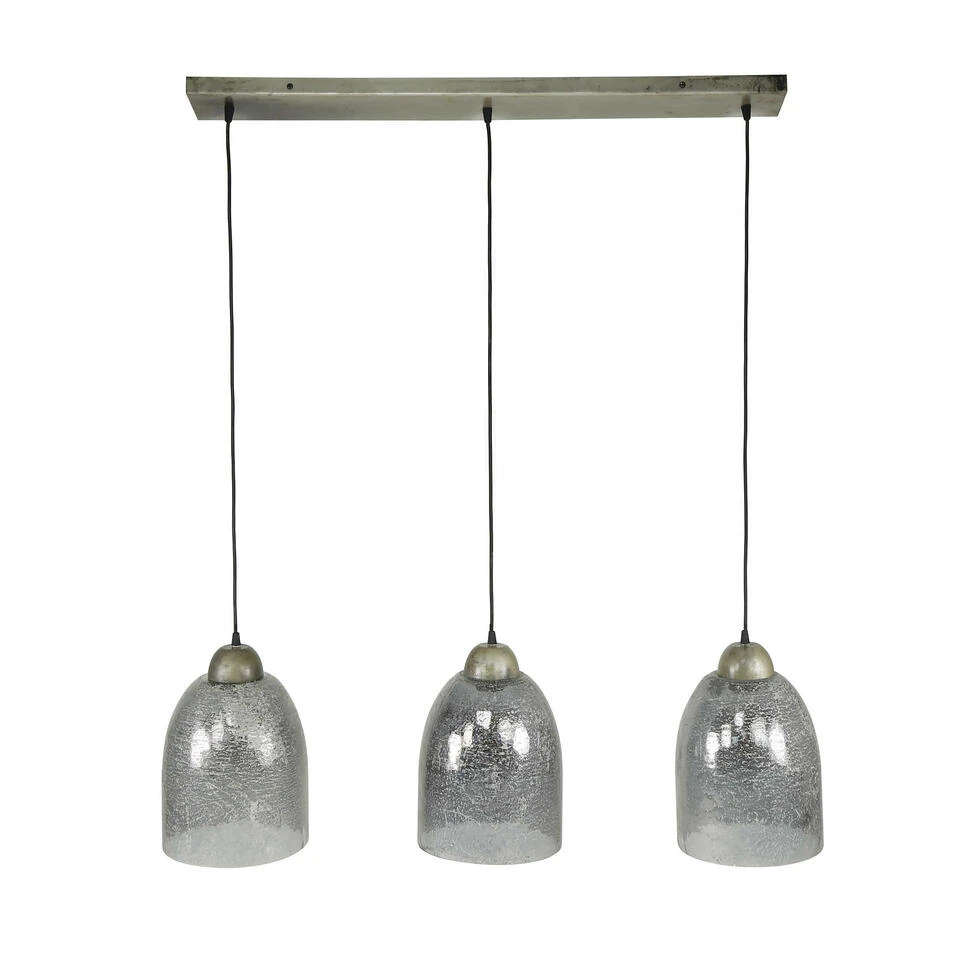 Hanglamp Bellamy 3-lichts Oud Zilver - 22x102x150 Cm - Glas - Grijs