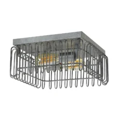 Industriƫle Plafondlamp Toby Oud Zilver 2-lichts - 35x35x15 Cm - Metaal - Grijs