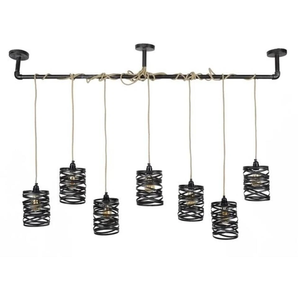 Industriële Hanglamp Twista XL - 7 Lichts - 15x157x150 Cm - Metaal - Grijs