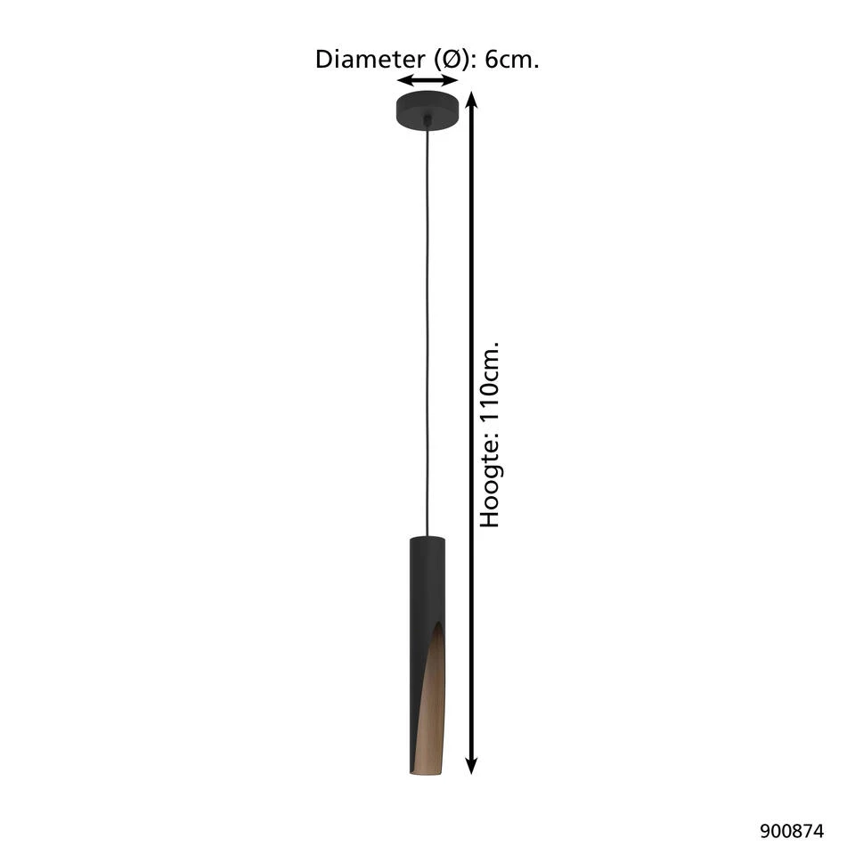 EGLO BARBOTTO Hanglamp - GU10 - Zwart, Bruin - Afbeelding 4