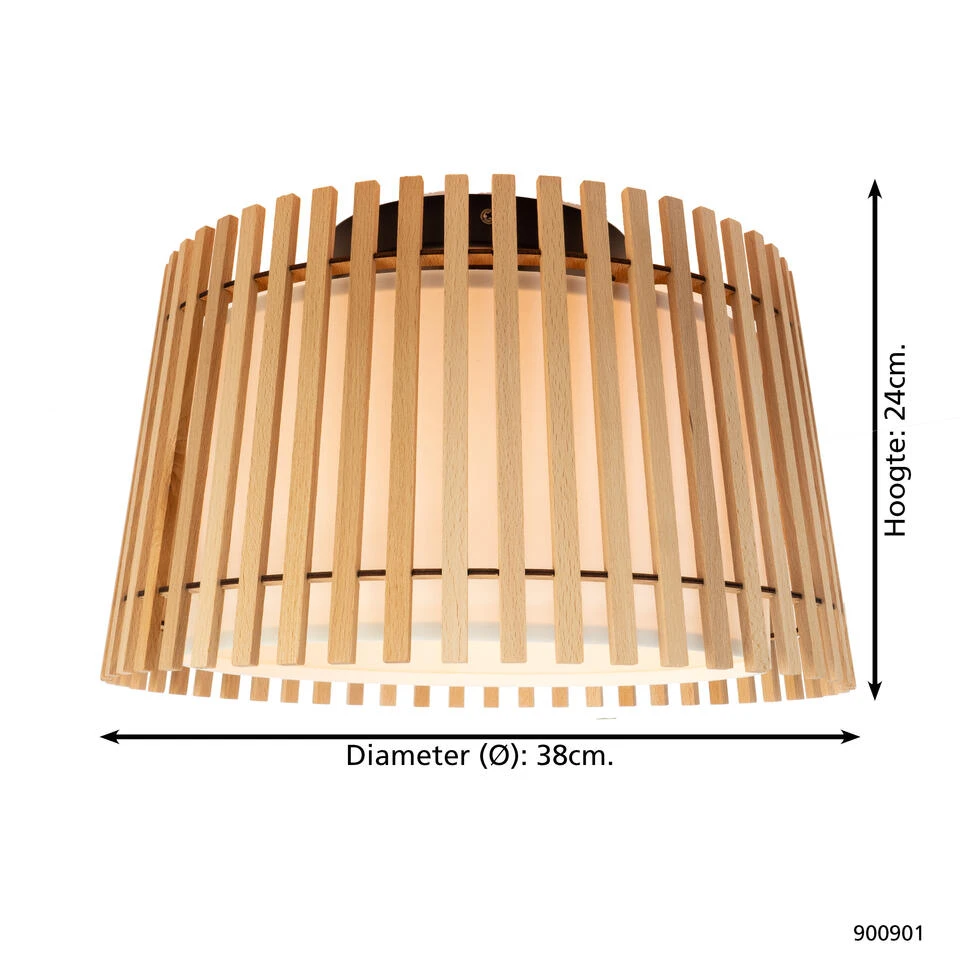 EGLO Fattoria Plafondlamp - E27 - Ø 38 Cm - Zwart/Bruin/Wit - Afbeelding 4