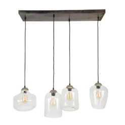 Industriƫle Hanglamp Lana Gemixt 4-lichts - 38x105x150 Cm - Glas - Grijs