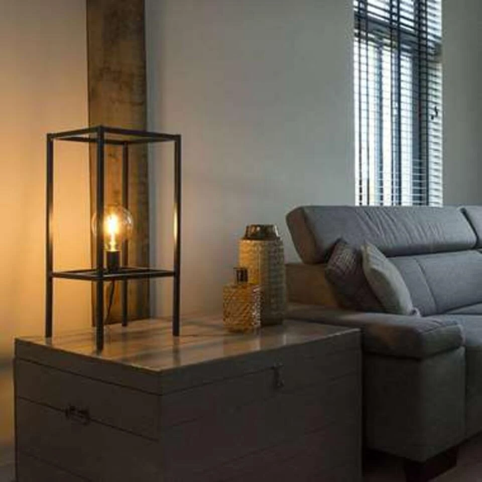 Qazqa Tafellamp Cage - Zwart - Afbeelding 3