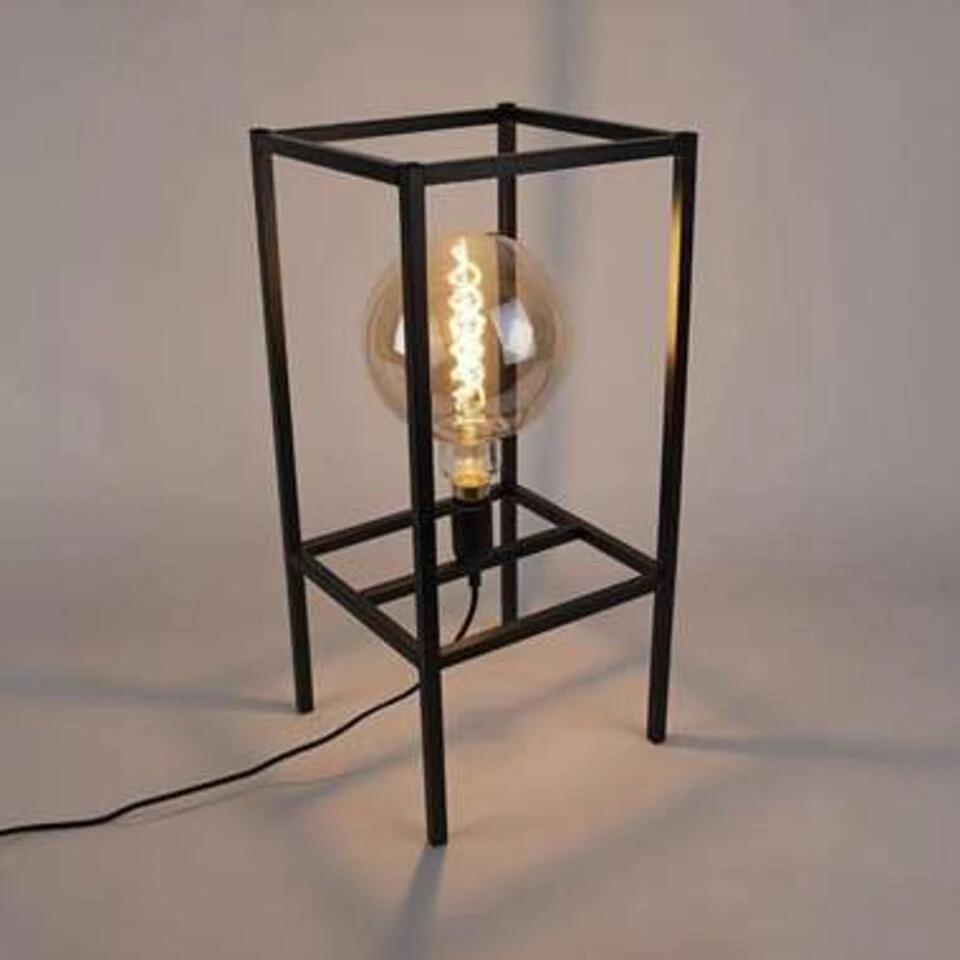 Qazqa Tafellamp Cage - Zwart - Afbeelding 4