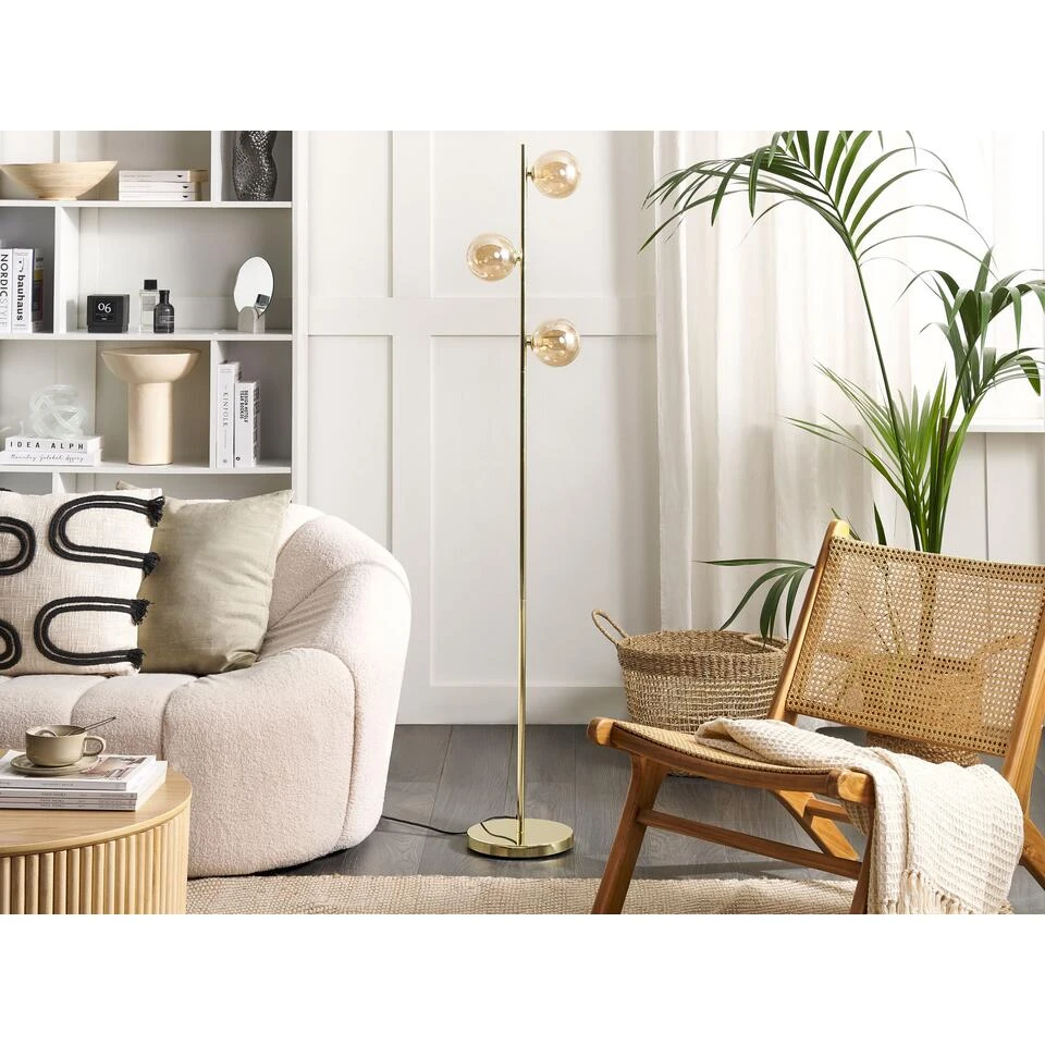 Beliani Staande Lamp RAMIS - Goud Staal - Afbeelding 4