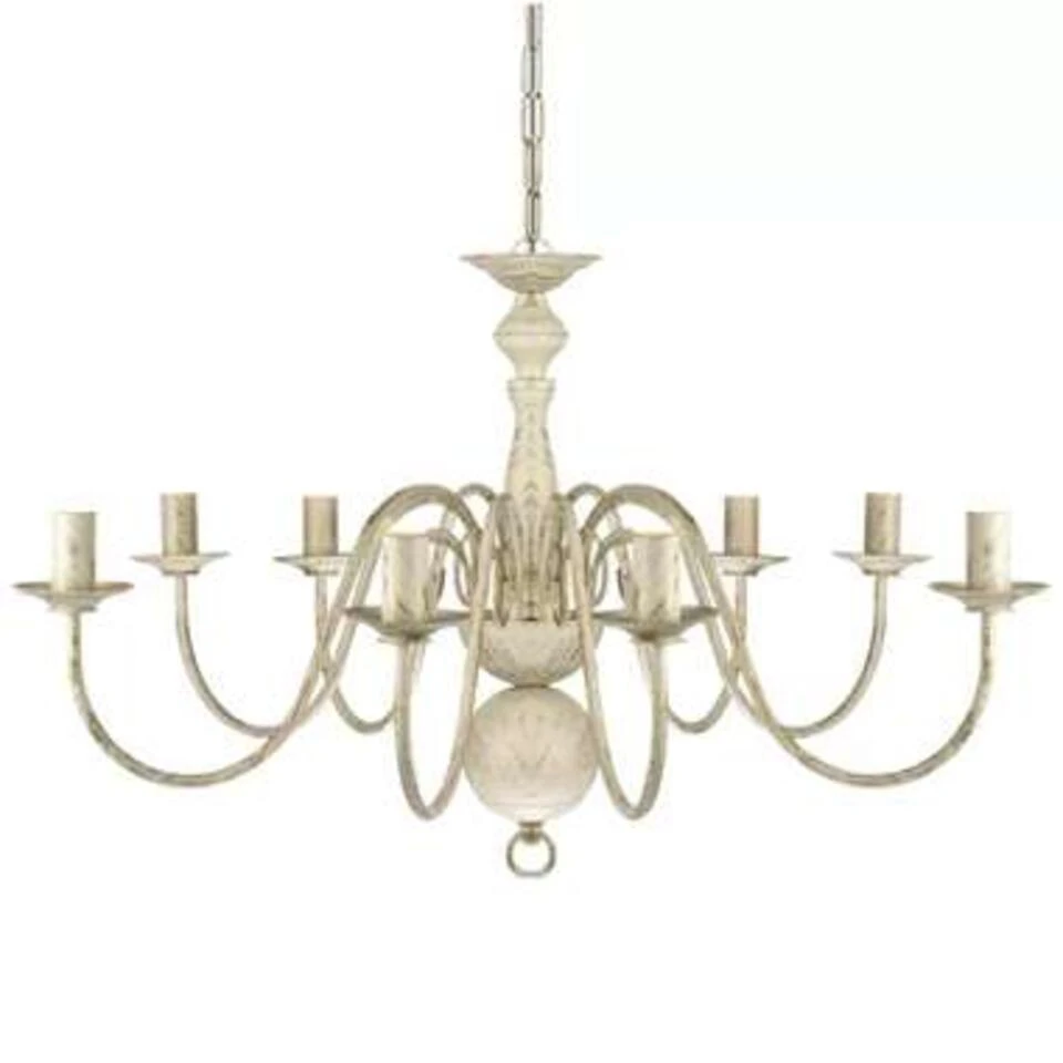 VidaXL Kroonluchter Wit Metaal 8 X E14 Lampen - Afbeelding 4