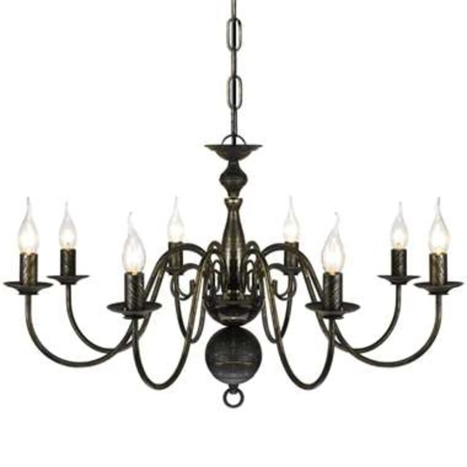 VidaXL Kroonluchter Zwart Metaal 8 X E14 Lampen - Afbeelding 3