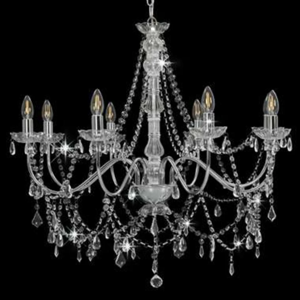 VidaXL Kroonluchter Met Kralen 8xE14 Zilverkleurig - Afbeelding 3