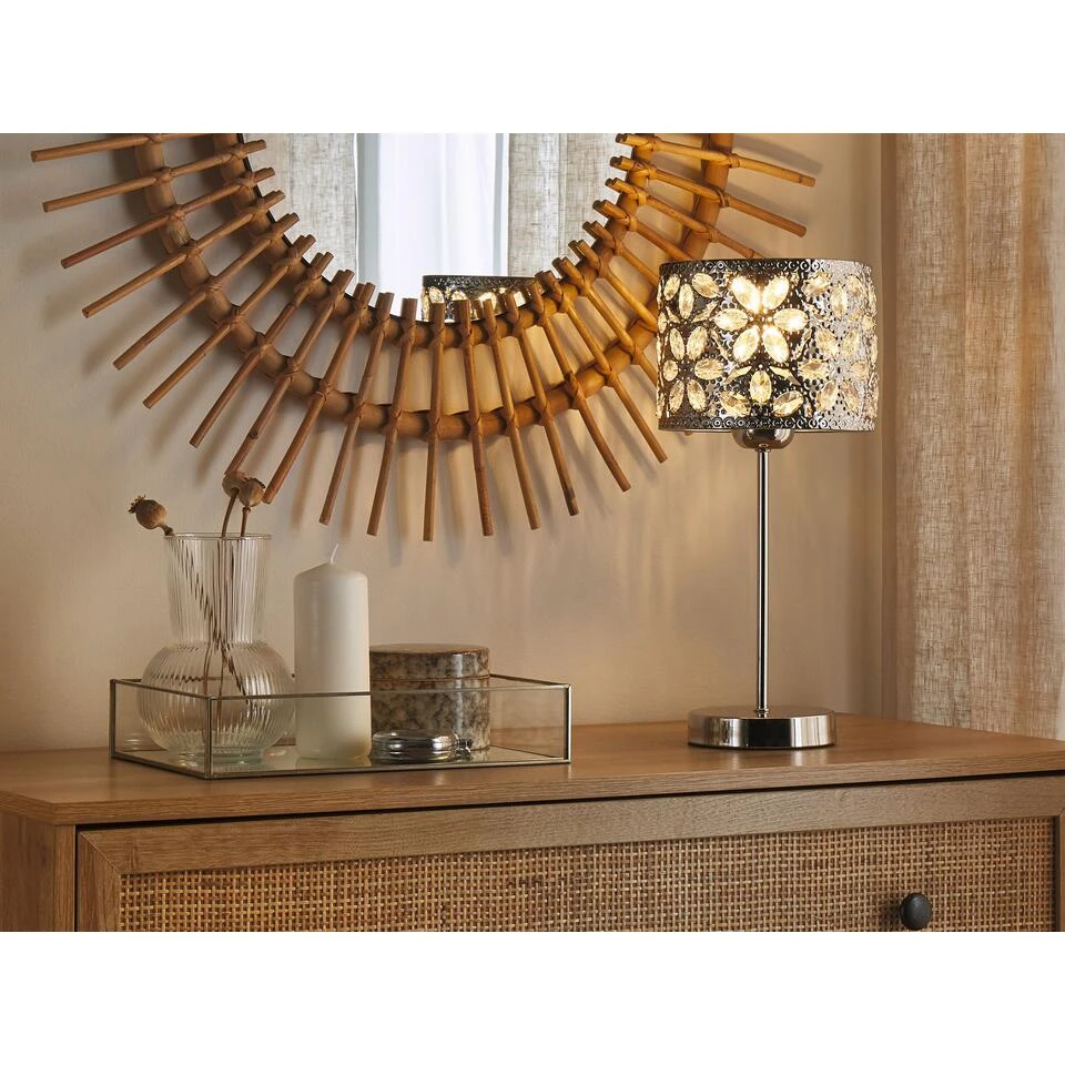 Beliani Tafellamp SAJO - Zilver Metaal - Afbeelding 2