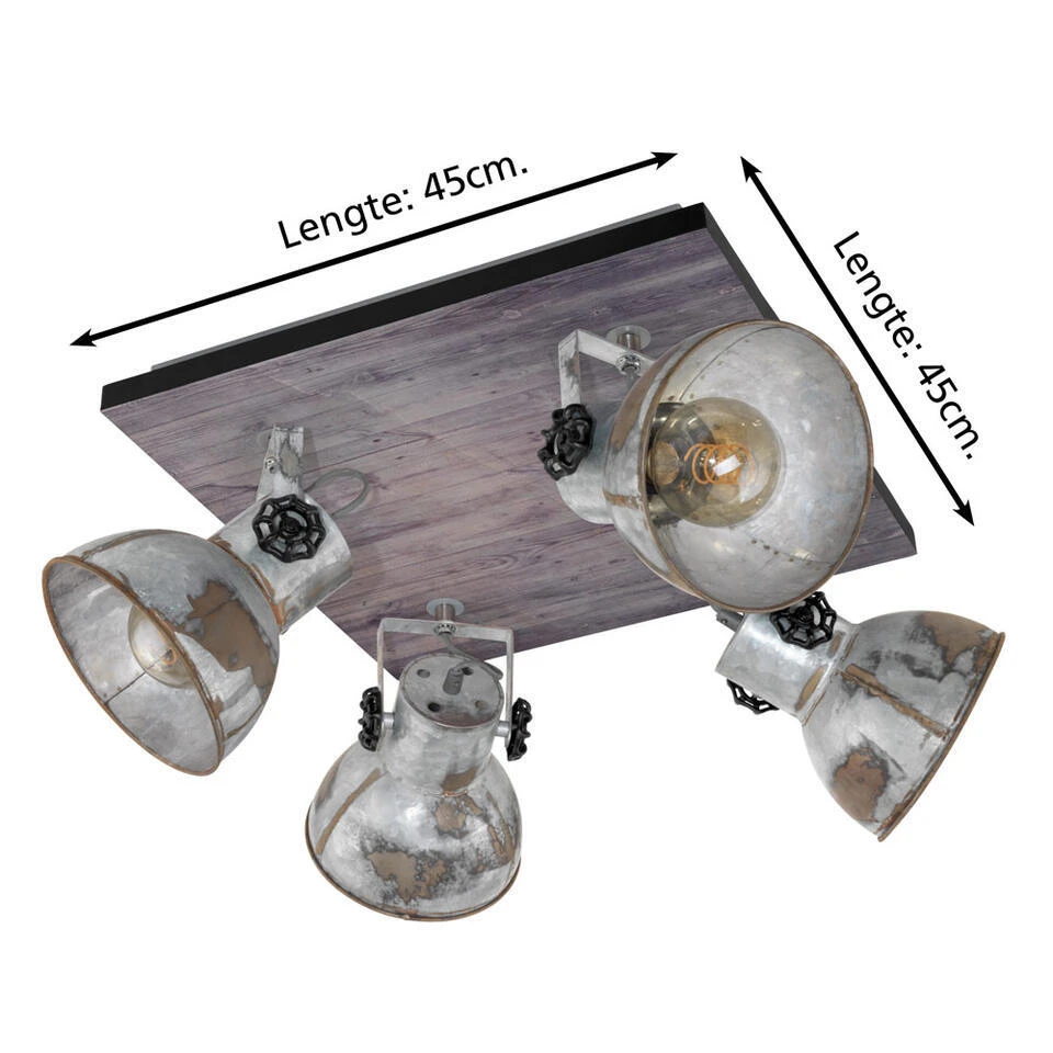 EGLO 4-spot Barnstaple - Bruin/zwart/grijs - Afbeelding 2