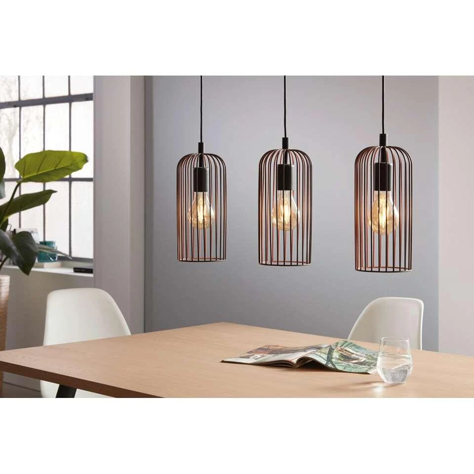 EGLO Hanglamp Roccamena 3-lichts - Zwart/koperkleurig - Afbeelding 2