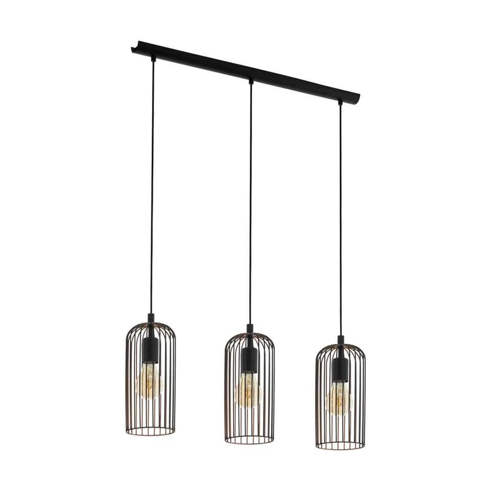 EGLO Hanglamp Roccamena 3-lichts - Zwart/koperkleurig