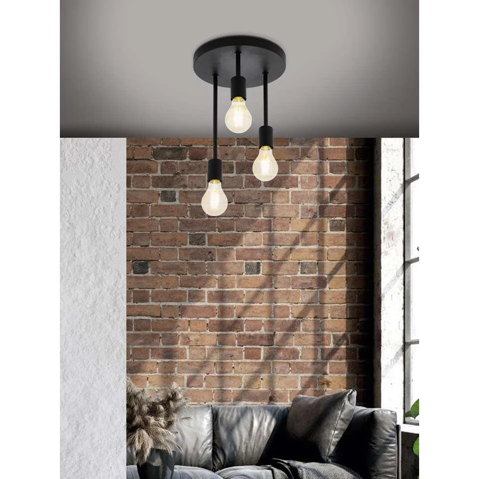 EGLO Plafondlamp 3-lichts Wilmcote - Zwart - Afbeelding 2