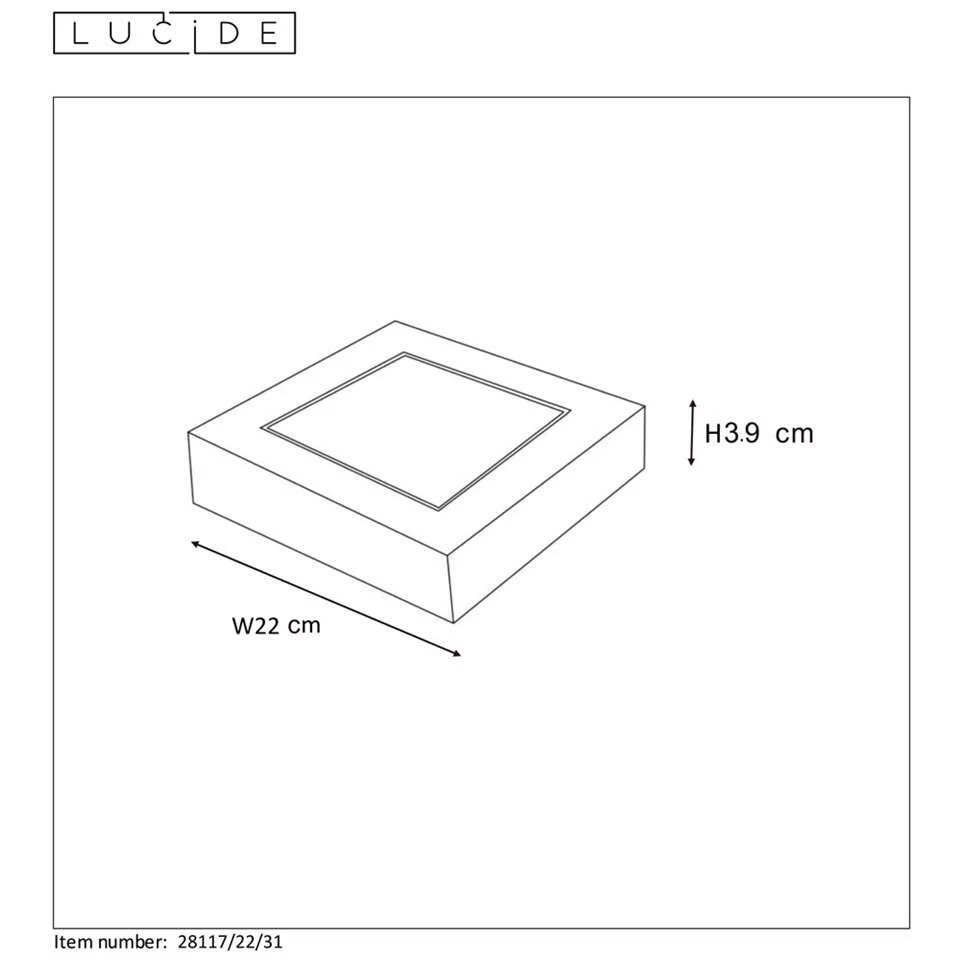 Lucide Plafonnière Brice - Wit - 22x22x3,9 Cm - Afbeelding 2