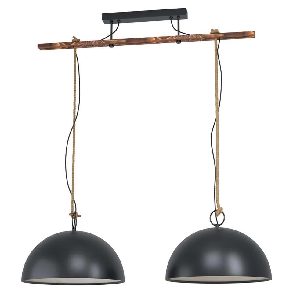 EGLO Hanglamp Hodsoll 2-lichts - Zwart/bruin