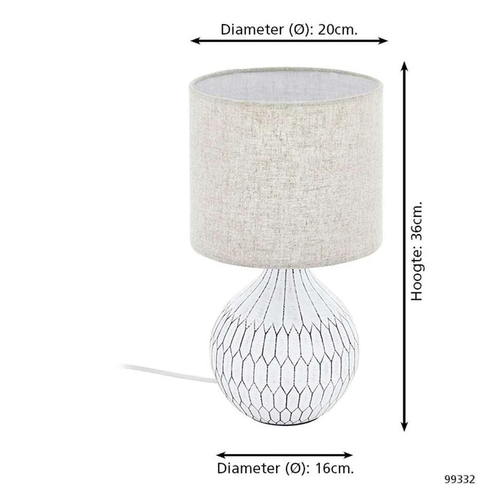 EGLO Tafellamp Bellariva - Wit/bruin - Afbeelding 2