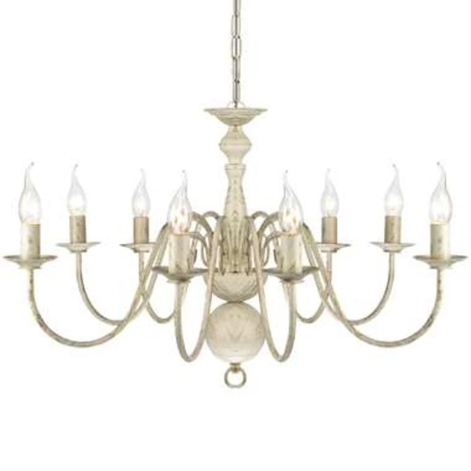 VidaXL Kroonluchter Wit Metaal 8 X E14 Lampen - Afbeelding 3