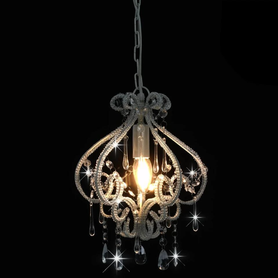 VidaXL Plafondlamp Met Kralen Rond E14 Wit - Afbeelding 3