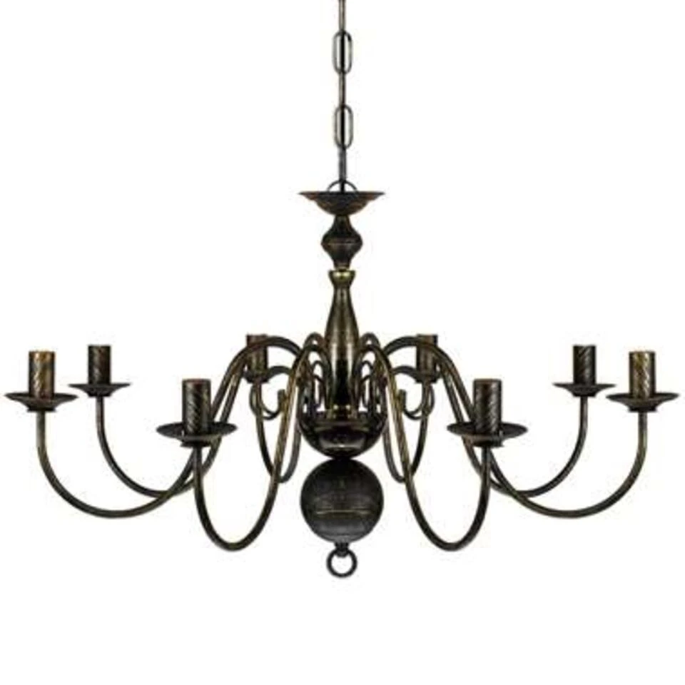 VidaXL Kroonluchter Zwart Metaal 8 X E14 Lampen - Afbeelding 4