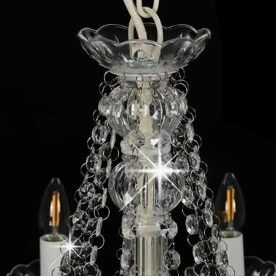 VidaXL Kroonluchter Met Kralen 12xE14 Wit - Afbeelding 4