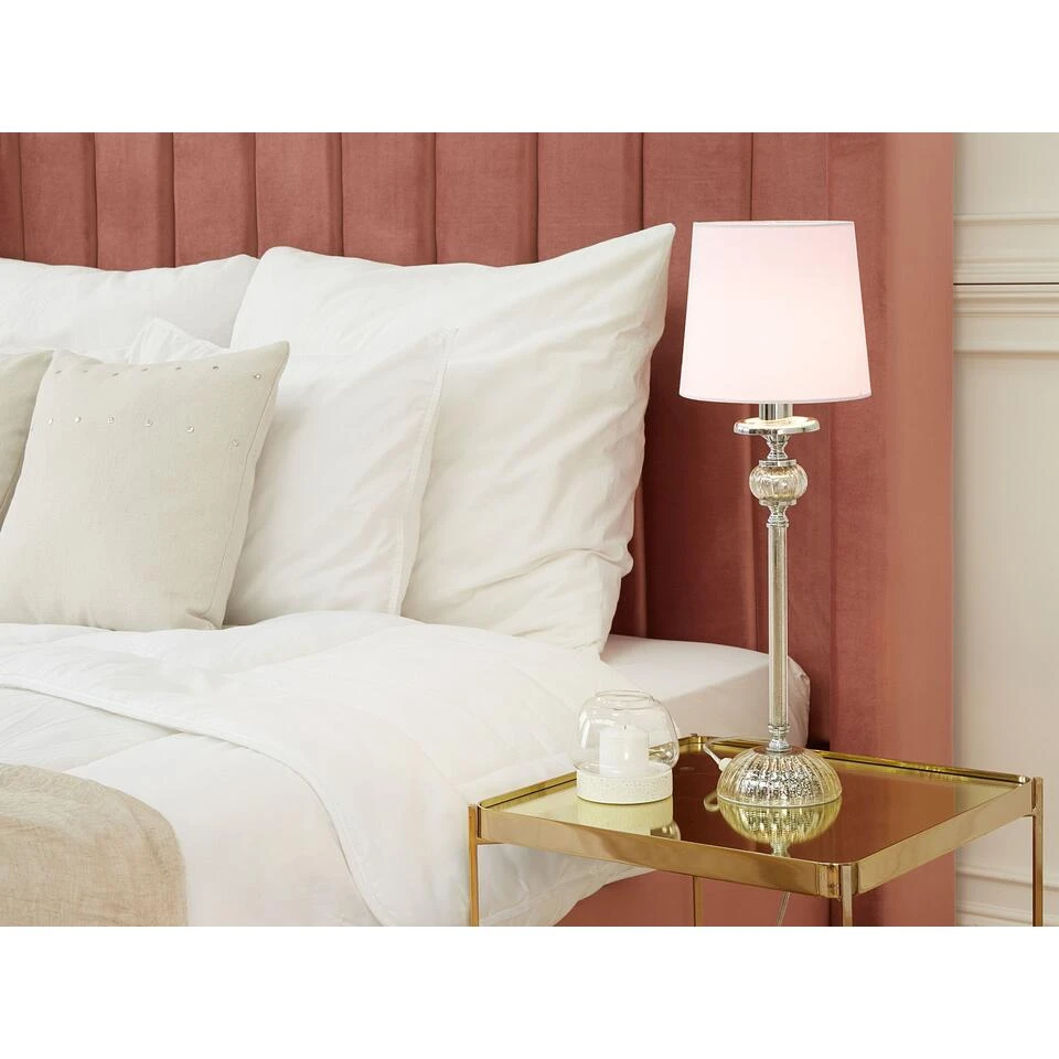 Beliani Tafellamp KUBENA - Roze Metaal, Glas - Afbeelding 2